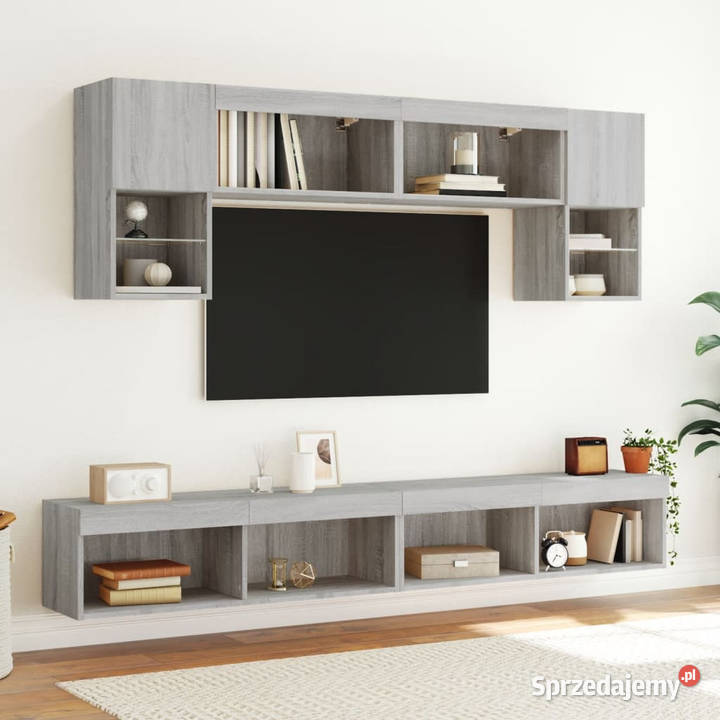 Szafki TV z LED 2 szary dąb sonoma 100x30x30 Warszawa