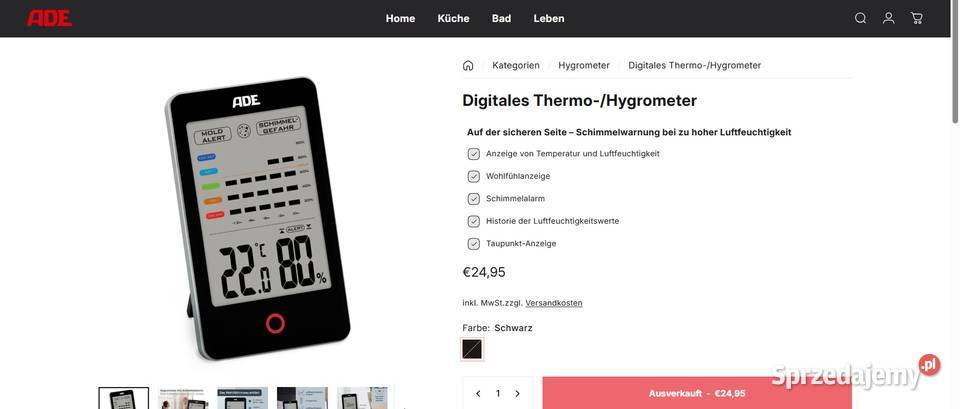 ADE Cyfrowy wskaźnik temperatury i punktu rosy Wołczyn