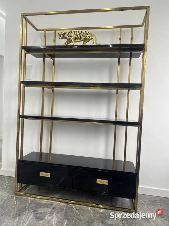 Nowoczesny złoty regał ze stali nierdzewnej