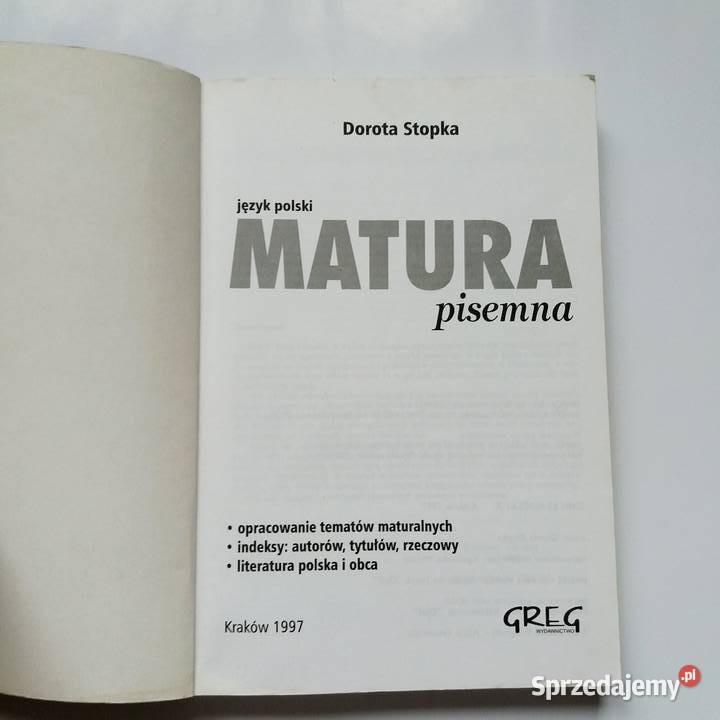 Dorota Stopka Język polski Matura pisemna Wyd Podręczniki Łódź sprzedam
