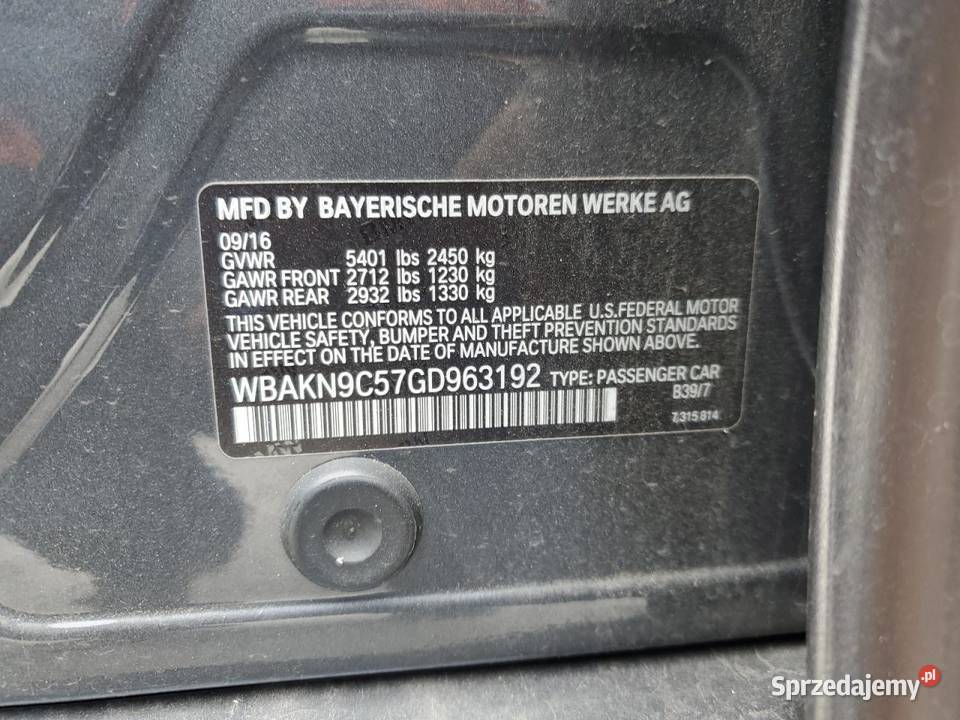 2016 BMW 550 I Częstochowa