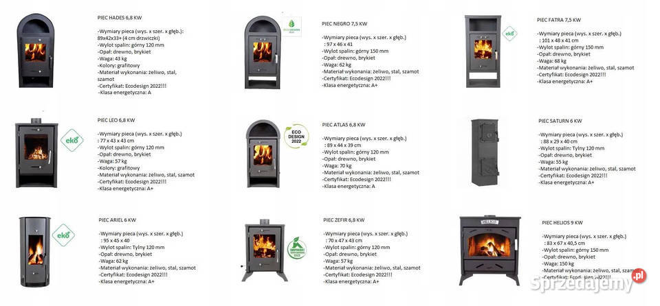 PIEC wolnostojacy piecyk żeliwny kominek ECO Skawina