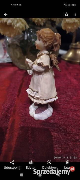 Stara figurka dziewczynka Aniołek kompozyt