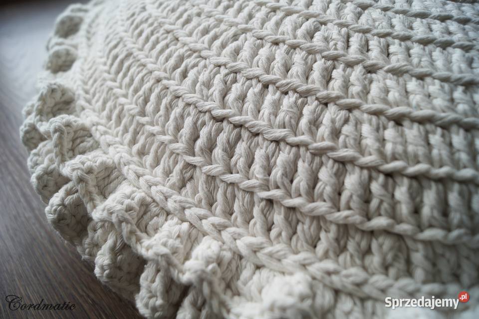 Duża szydełkowa poduszka pufa Bawełna Handmade Brodnica