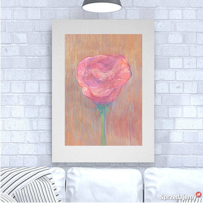 kwiat rysunek do salonuładny obrazek z odcienie czerwieni Katowice sprzedam