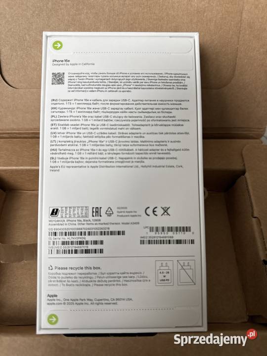 Nowy iPhone 16 e czarny Lubniewice