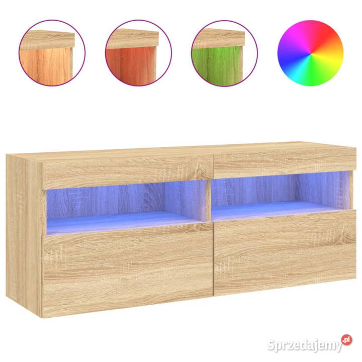 Ścienna szafka TV z LED dąb sonoma 100x30x40 Warszawa