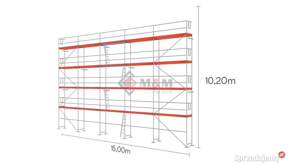 Zestaw 153m2 Rusztowanie 15x102m Ramy stalowe 2m