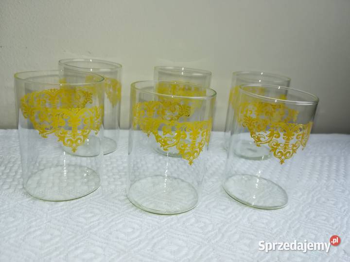 kieliszki komplet białe szkło z wzorkiem 6 sztuk Ceramika i szkło Gdańsk sprzedam