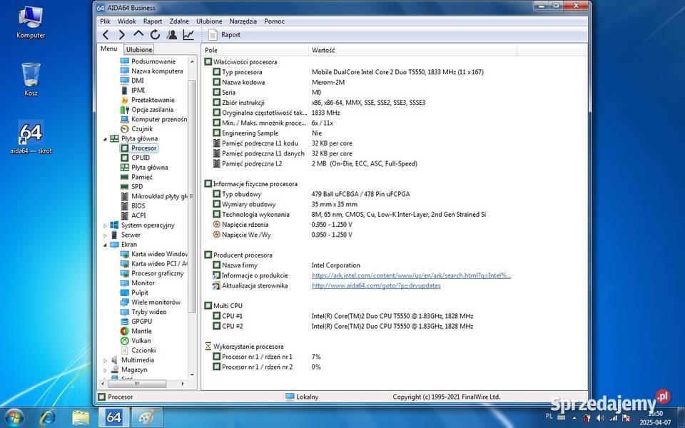 Toshiba a300149 Core2Duo T5550 1833MHzRam4Gb Włocławek