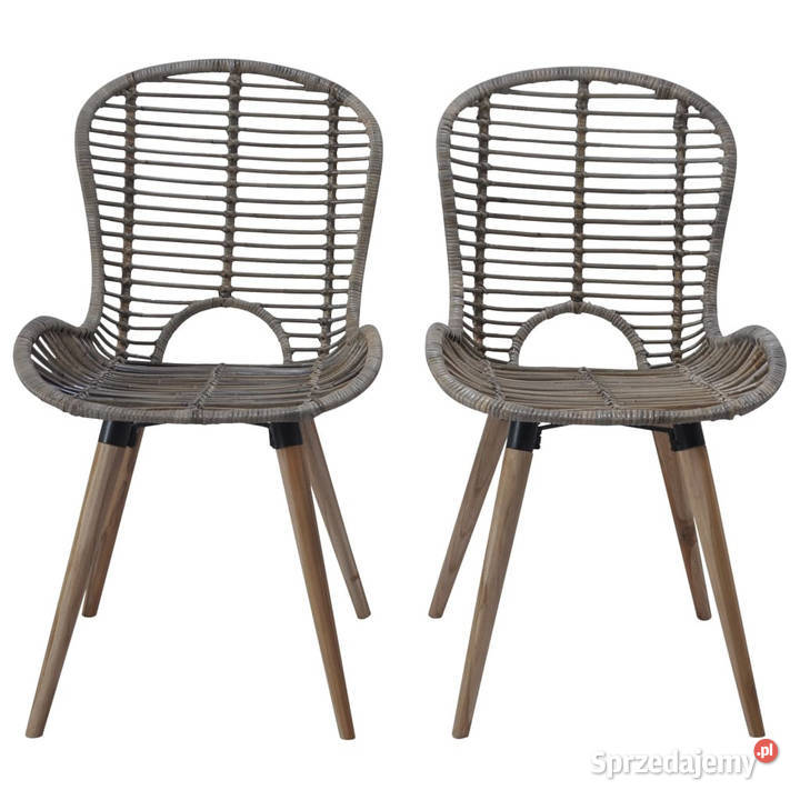 Krzesła stołowe 2 brązowe naturalny rattan
