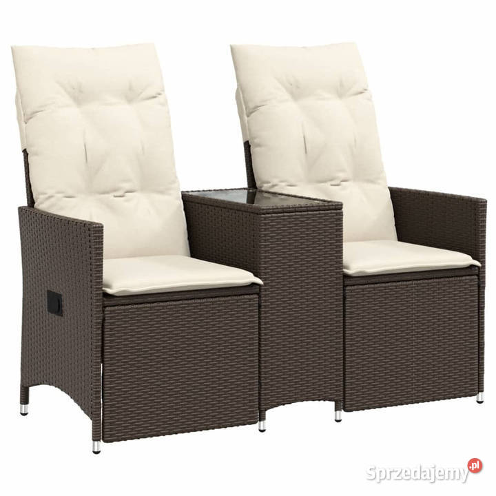 Rozkładana sofa ogrodowa ze stolikiem 2os brąz Warszawa