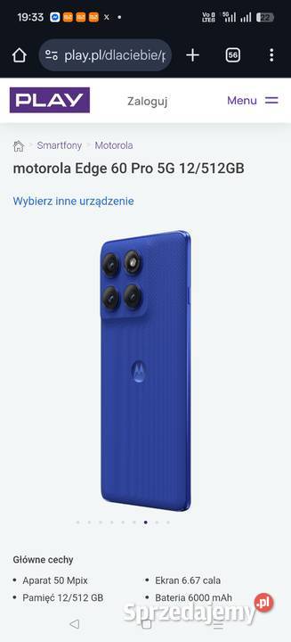 Motorola edge 60 pro 12512 niebieski Włocławek sprzedam