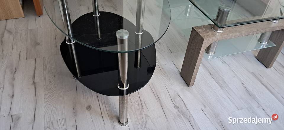 Okrągły stolik szklany dwupoziomowy 90x50x50 50cm Gdynia