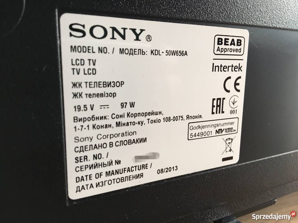 SONY KDL50W656A 3 letni dziwne artefakty na Gdańsk