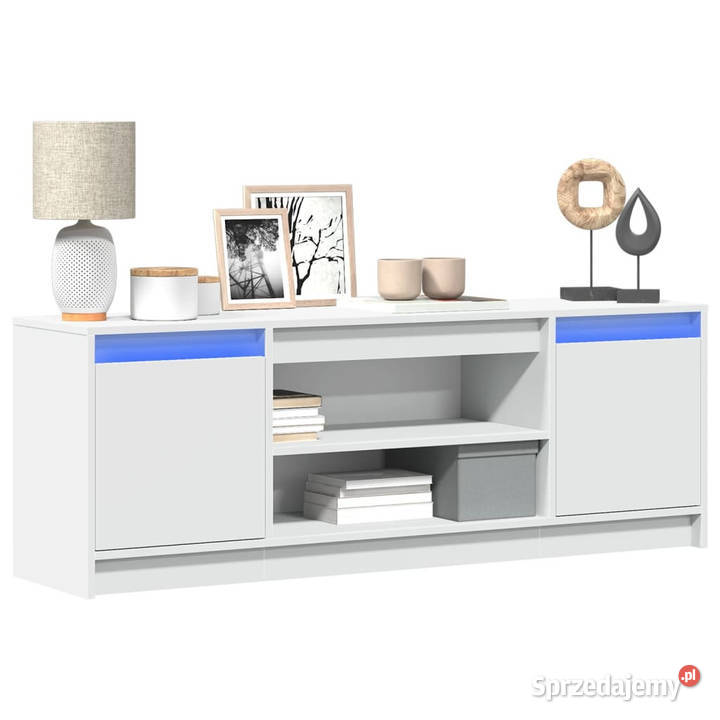 Szafka TV z LED biała 1395x34x50 materiał Warszawa