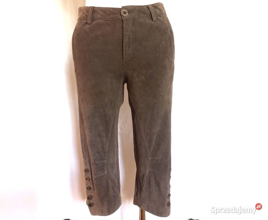 Spodnie brąz Kolano Capri Rybaczki SKÓRA r 3638 Białystok