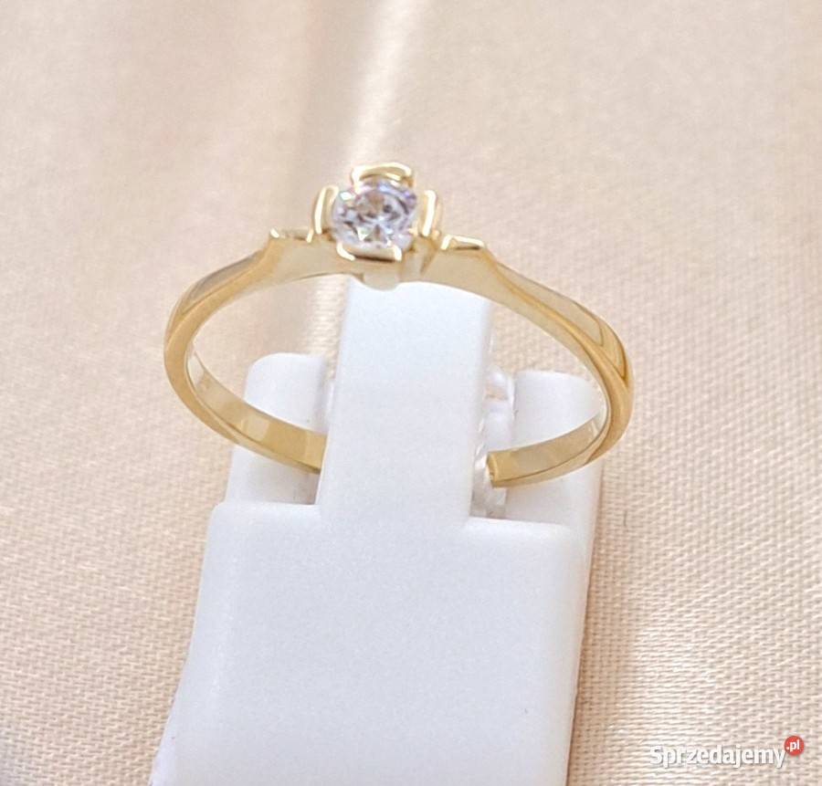 Pierścionek r14 Złoty pr585 classic z jednym złote Poznań
