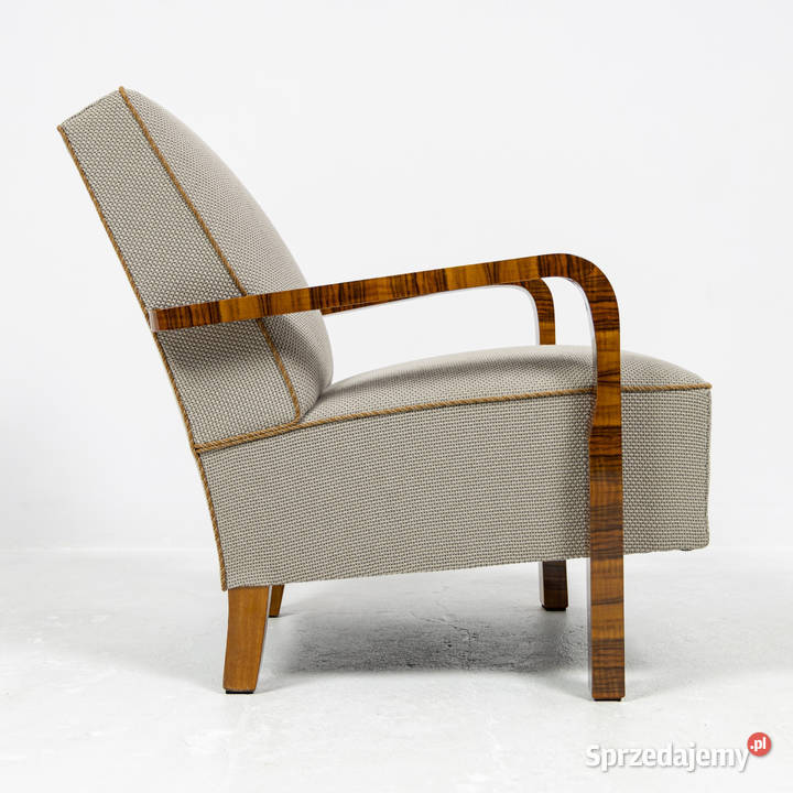 Fotel i puf Art Deco Modernizm lata 3040 Orzech wielkopolskie Swarzędz