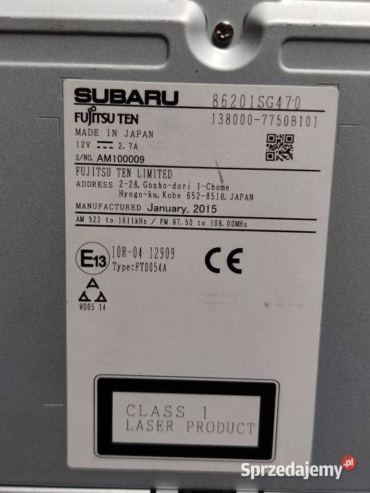 2Subaru radio Fujitsu Ten FT0054A 86201SG470 Skoczów