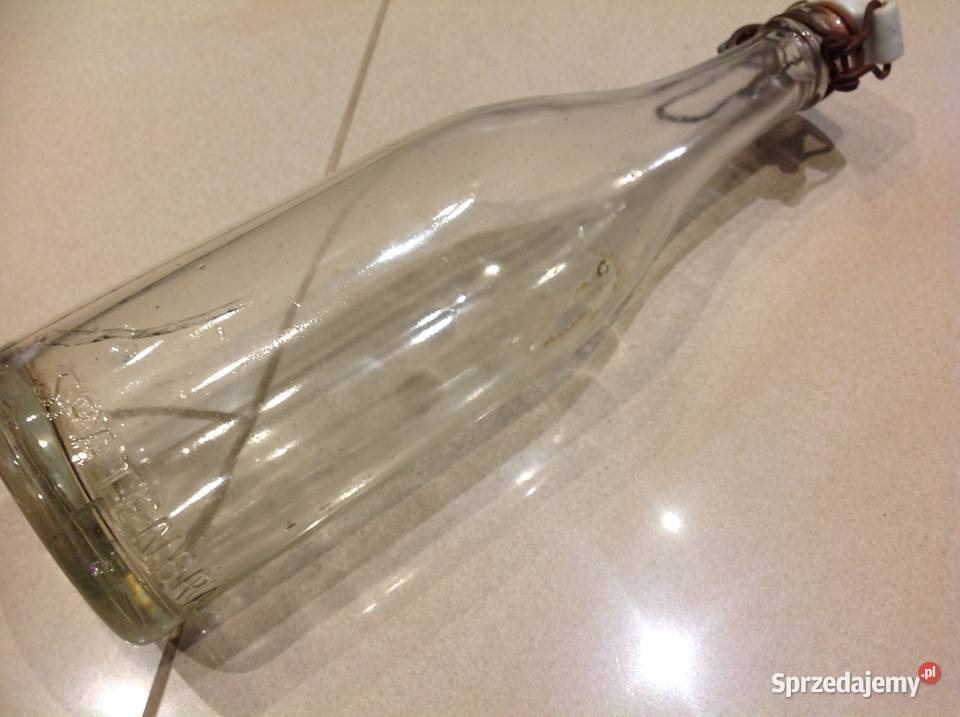 Stara Butelka Szklana z Porcelanką poj 05 L lubuskie