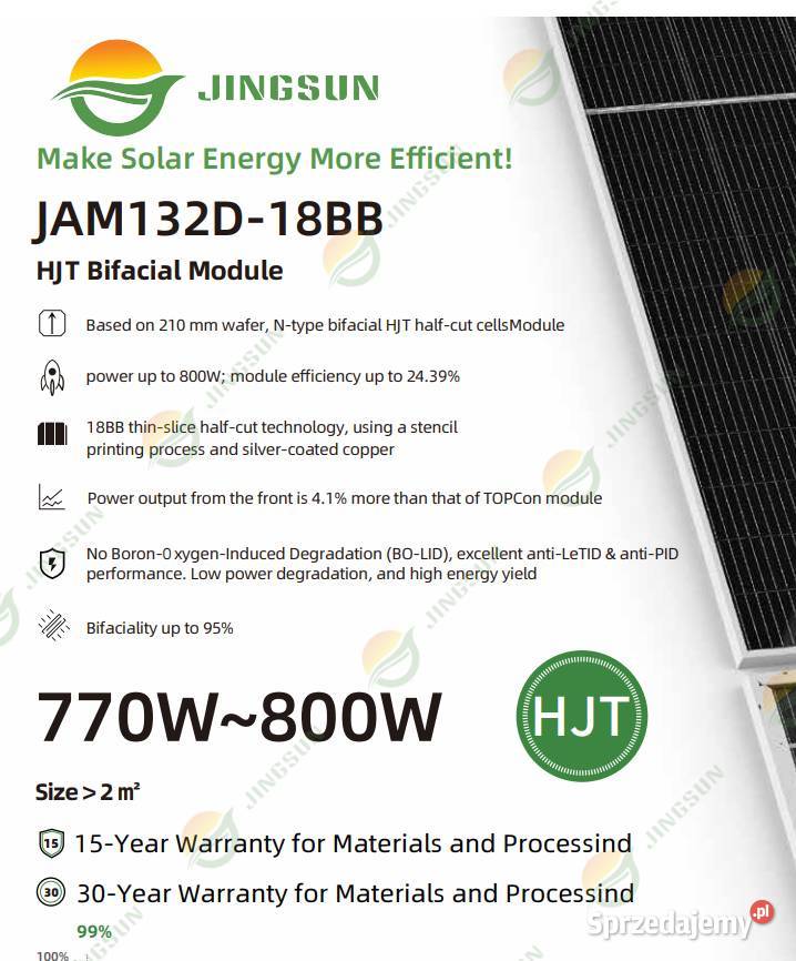 PANEL FOTOWOLTAICZNY 800W Jingsun małopolskie Oświęcim