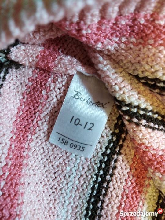 Bluzka Berkertex w kremoworóżowoczarne paski mazowieckie Warszawa