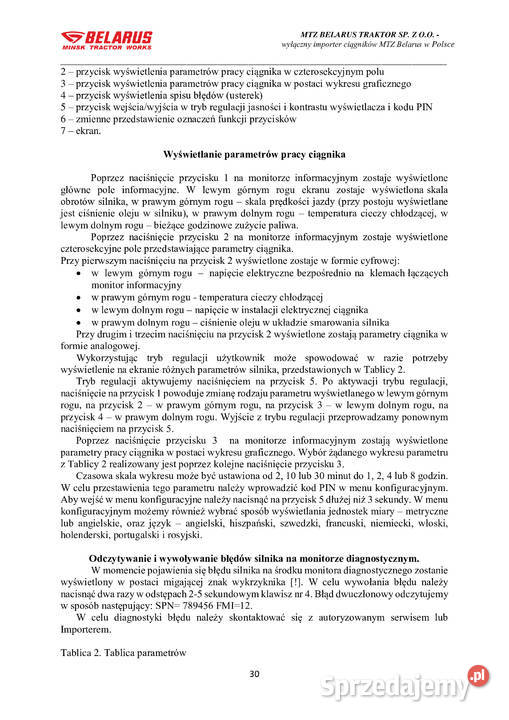 Mtz belarus 820920 952 1025 instrukcja obsługi Stalowa Wola