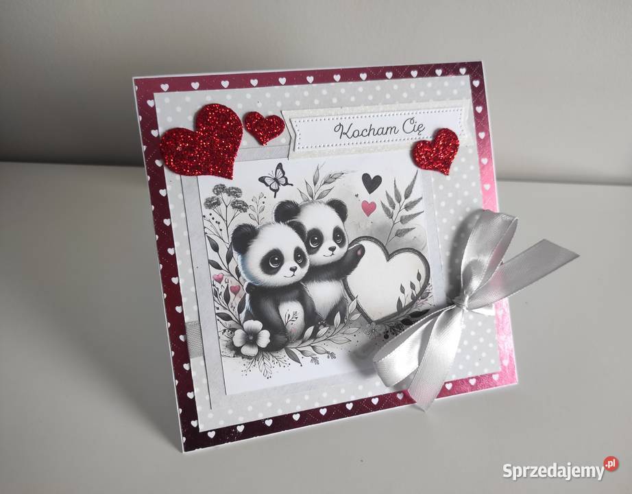 Kartka ręcznie robiona na walentynki Kocham Cię Łódź sprzedam
