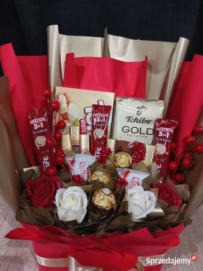 Box ze słodyczy i kawy Bukiet jadalny Prezent na Ratyń