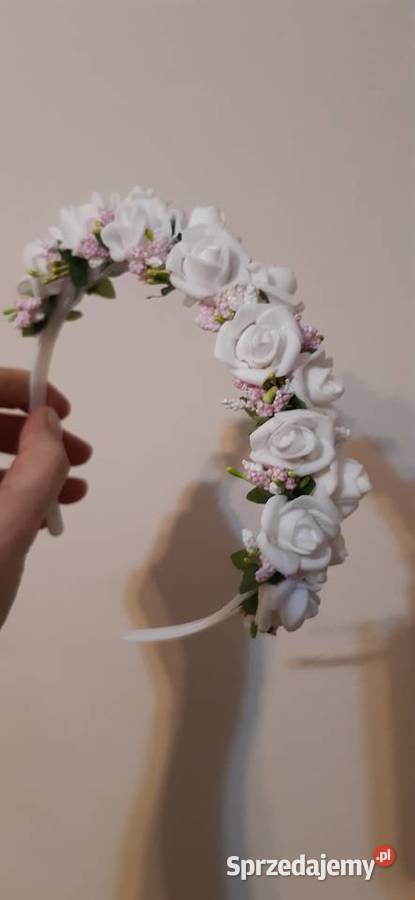 Opaska komunijna biało różowa Borów sprzedam