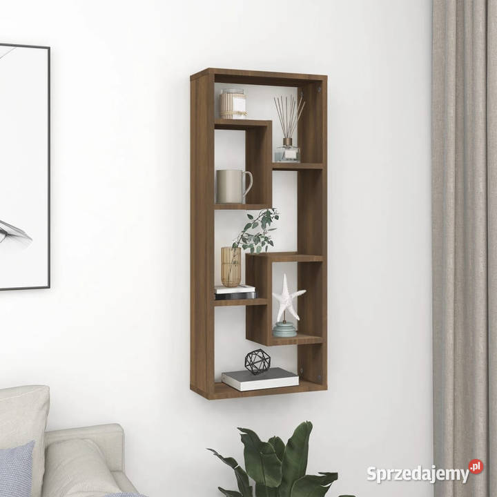 Półka ścienna brązowy dąb 36x16x90 WM815848 mazowieckie Warszawa