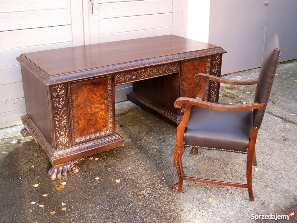 Komplet gabinetowy z 1925 roku BIURKO BIBLIOTEKA