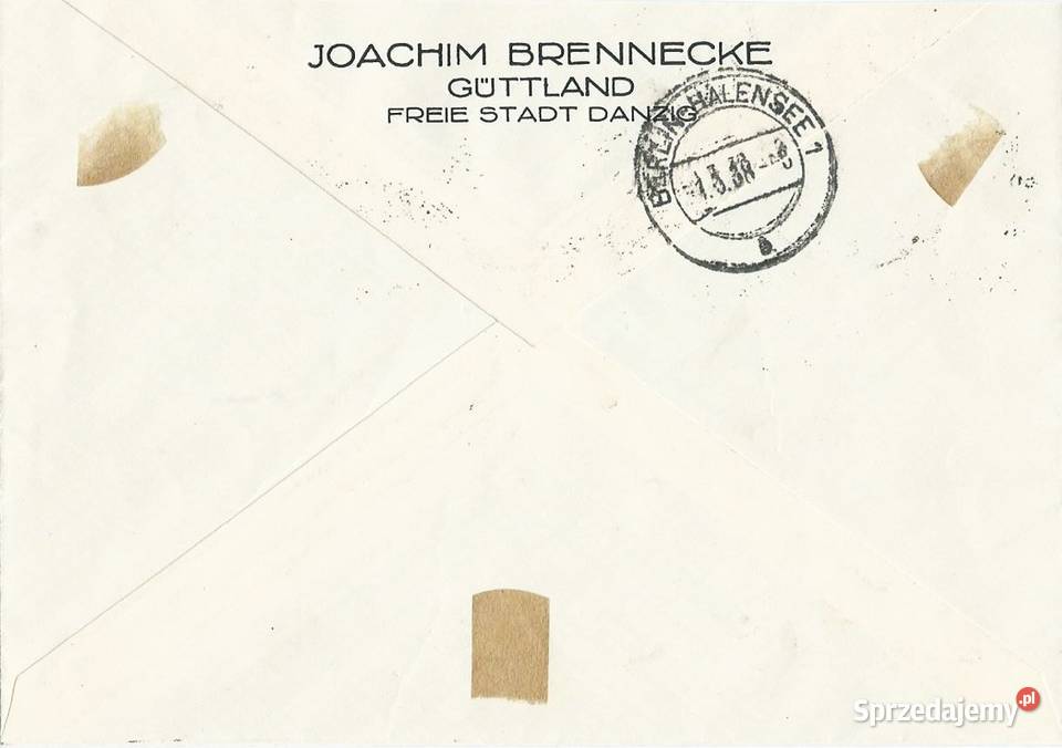 WMG DANZIG 1938 koperta polecona wysyłka Człuchów