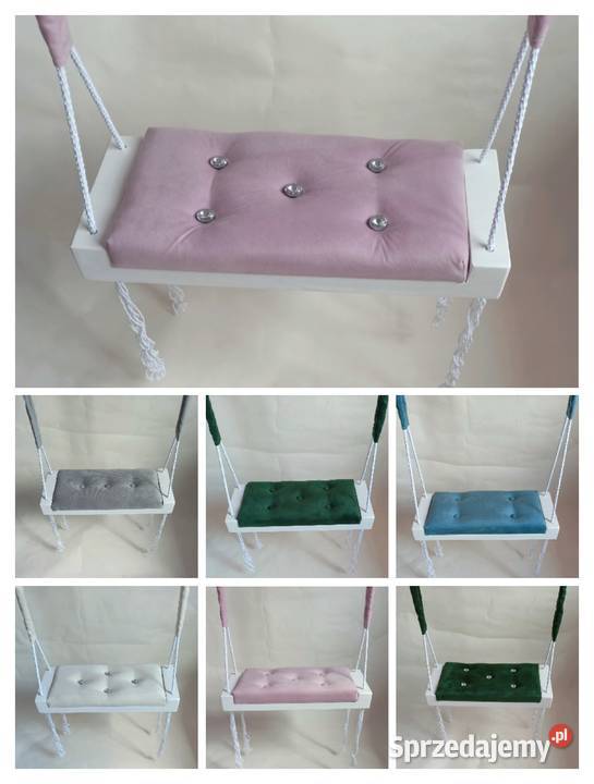Biała huśtawka malowana siedzisko dzieci Ostrołęka