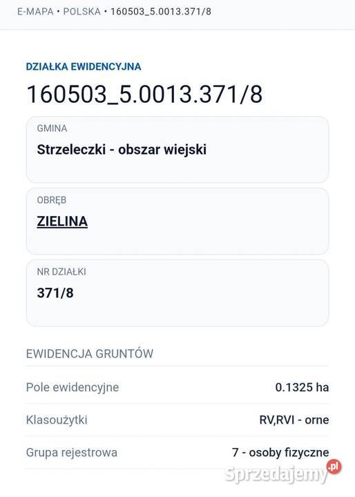 Działki budowlane 37114 3718 udział w drodze Sprzedaż Nieruchomości Zielina