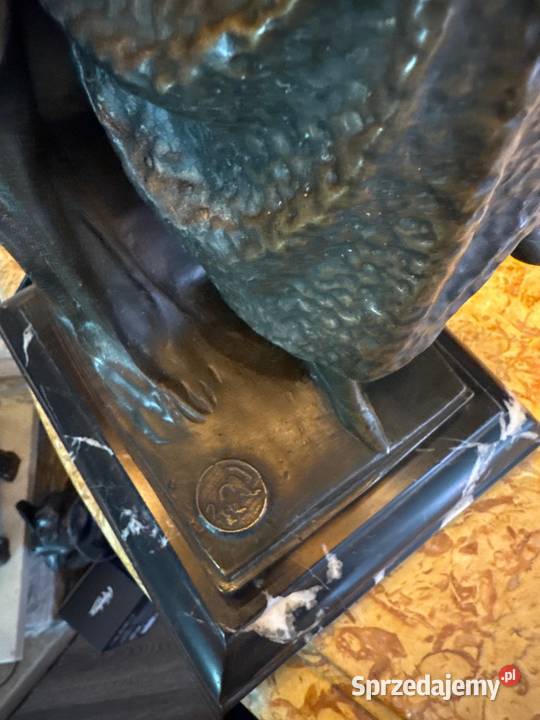 Przedwojenna lampa gabinetowa z brązu sygnowana Lampy stołowe i nocne Długopole-Zdrój