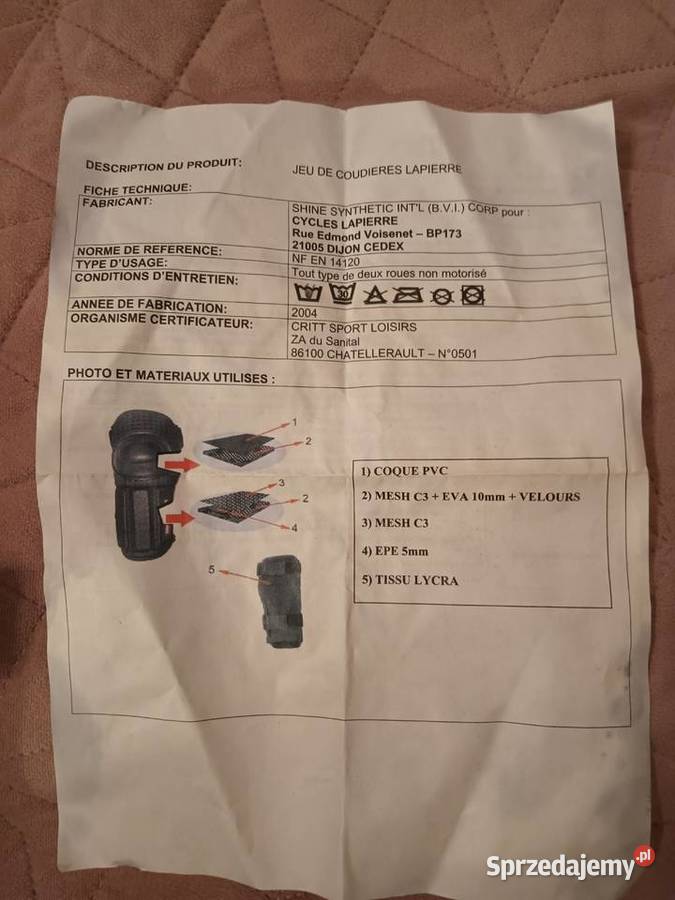Nowe ochraniacze kolan LAPIERRE rozmiar U sprzedam