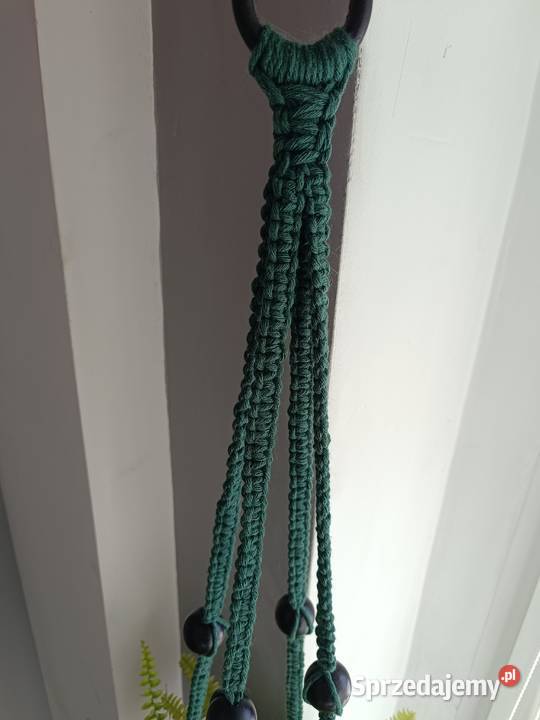 Kwietnik wiszący zielono czarny macrama BOHO DIY Gorzyce sprzedam