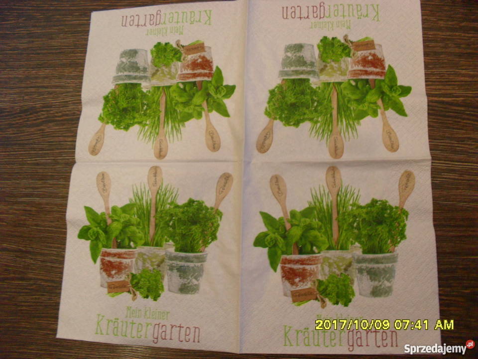 Zestaw serwetek do decoupage z ziołami Bochnia sprzedam