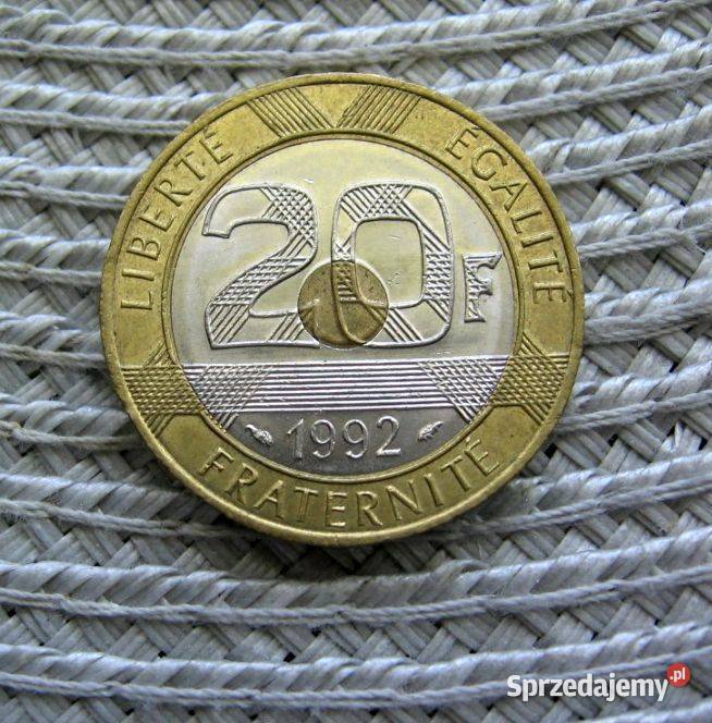 Francja 20 Frankóe 1992t Ładna Kalisz