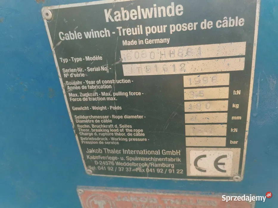 Wyciągarka kablowa przeciągarka do kabli THALER Tarnów sprzedam