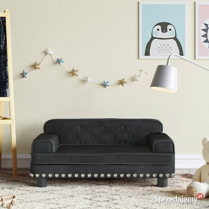 Sofa dzieci czarna 70x45x30 aksamit WM3196297 Warszawa