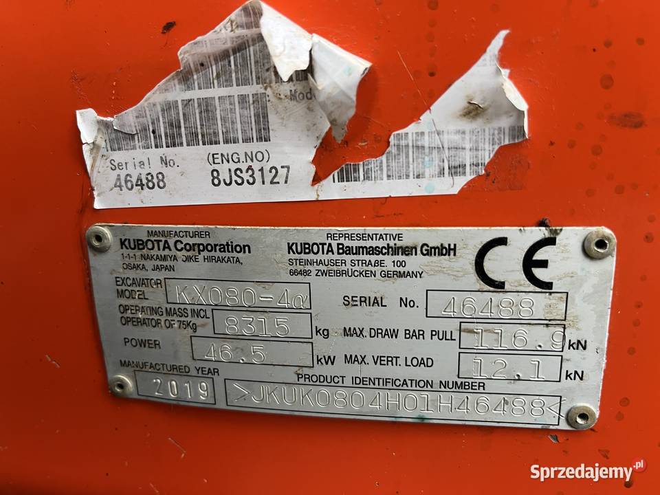 Minikoparka koparka gąsienicowa Kubota KX0804 małopolskie Nowy Sącz