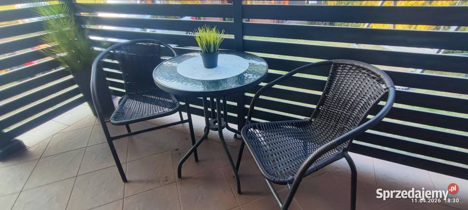 Komplet ogrodowy 2 krzesła stolik szklany ratan Siewierz