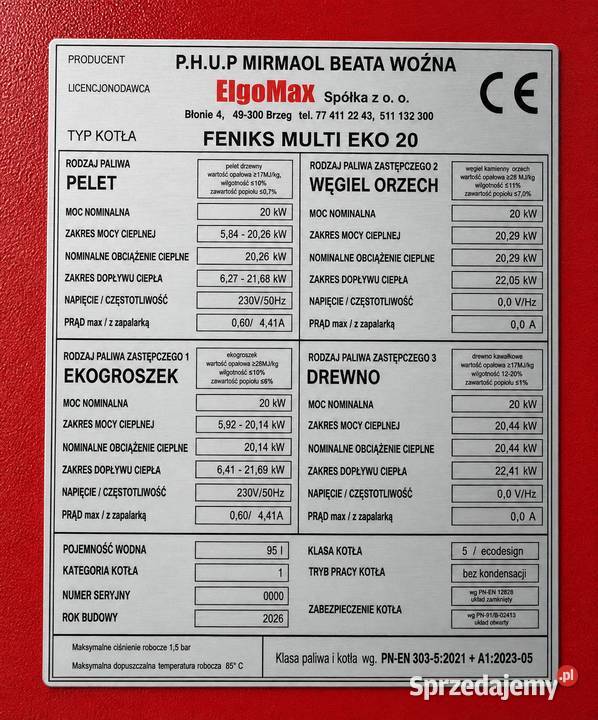 Kocioł piec co 20kw do 200m2 pellet drewno Ogrzewanie