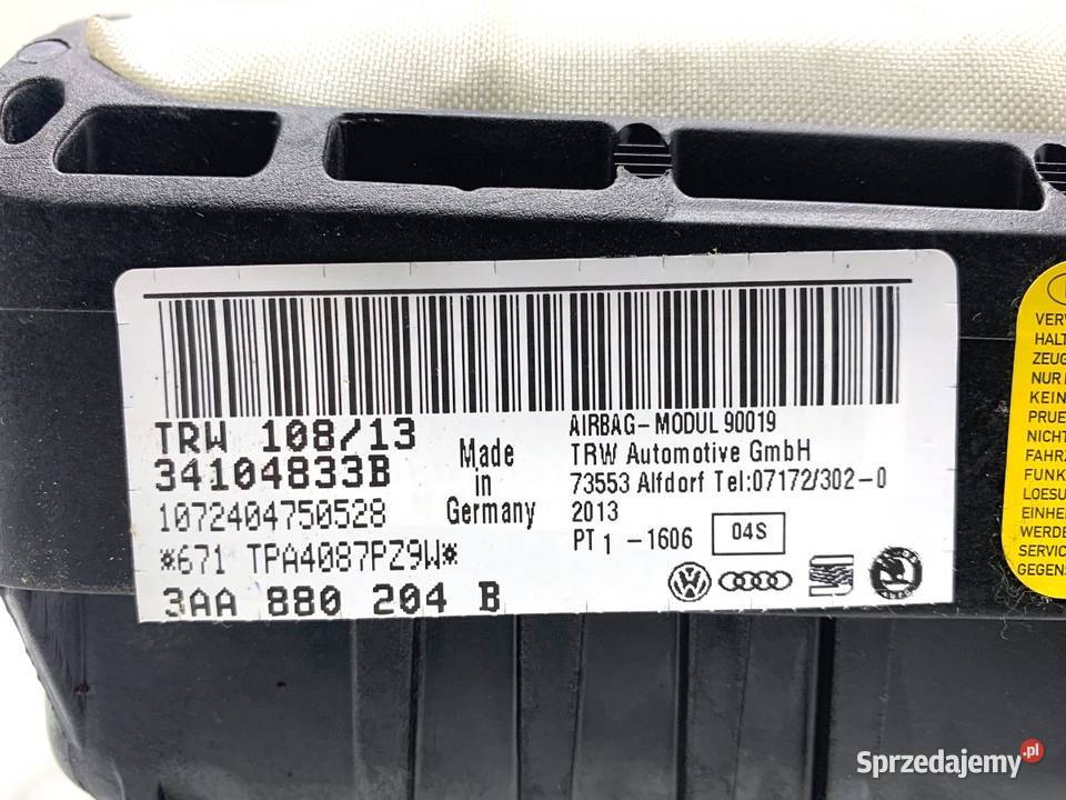 PODUSZKA POWIETRZNA PASAŻERA VW PASSAT B7