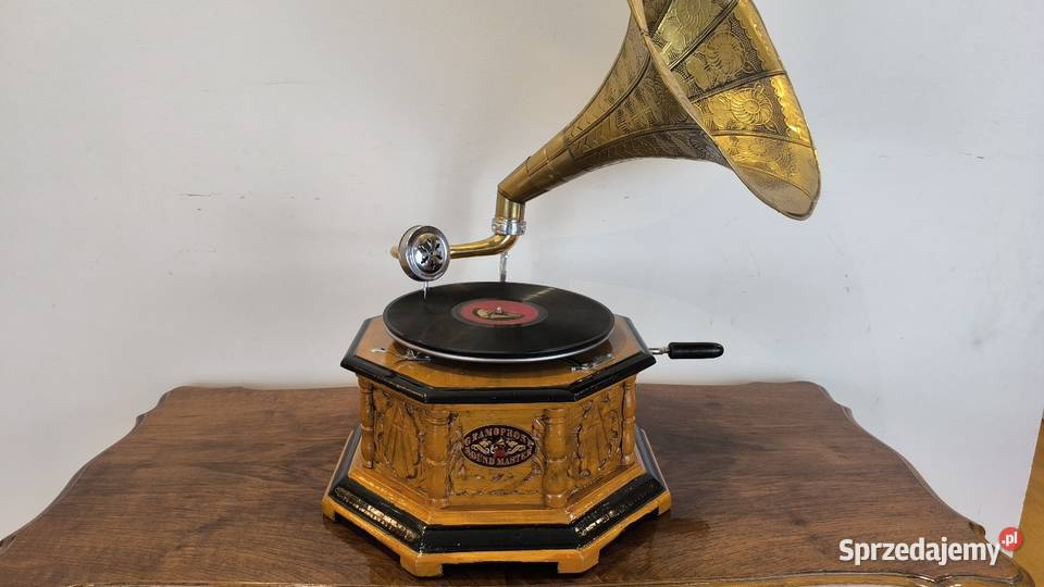 Piękny unikalny zdobiony patefon Łódź sprzedam