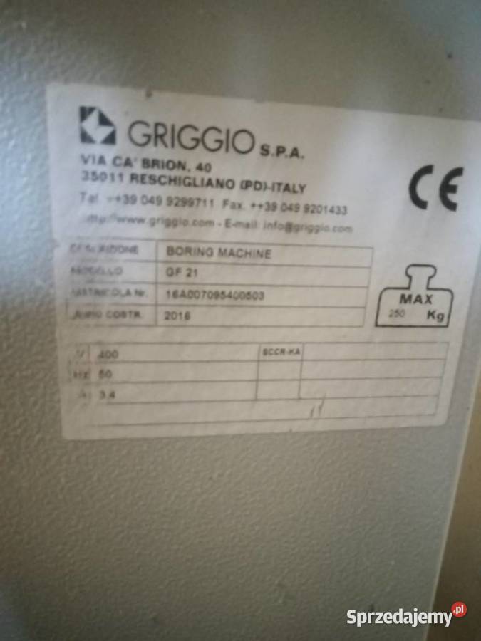 Wiertarka wielowrzecionowa Griggio GF21 komplet Otwock