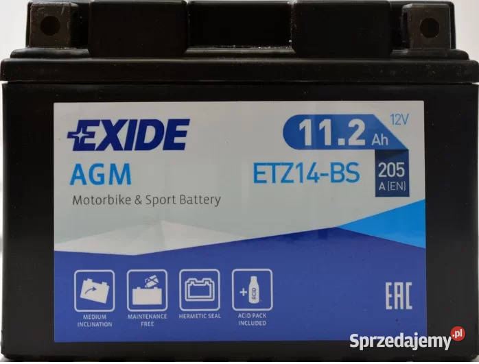 Akumulator motocyklowy EXIDE ETZ14BS YTZ14BS 12V pomorskie Słupsk